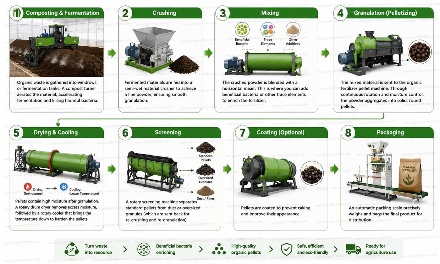 Complete Granulation Organic Fertilizer Line Process Flow