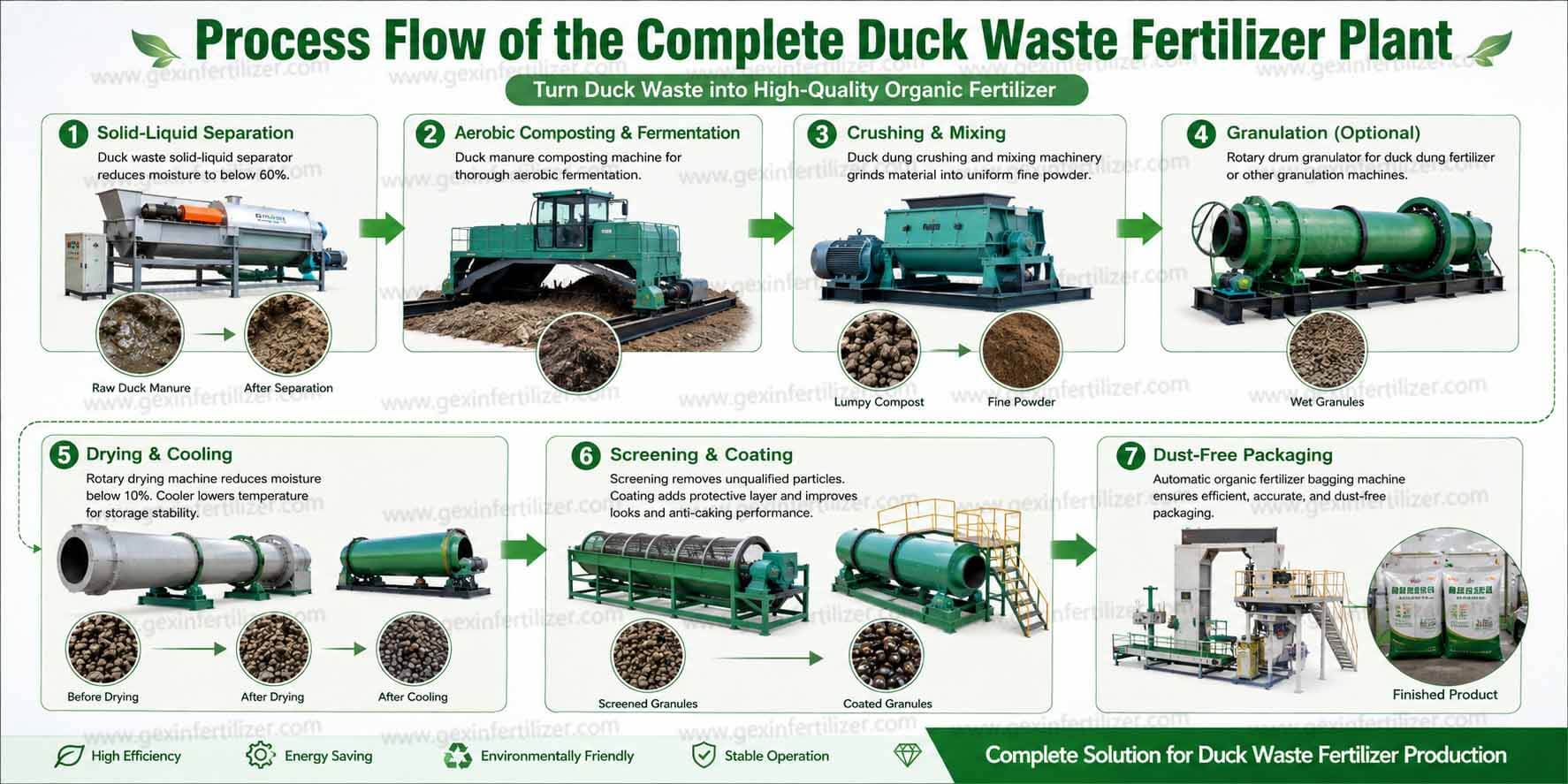 Process Flow of the Complete Duck Waste Fertilizer Plant